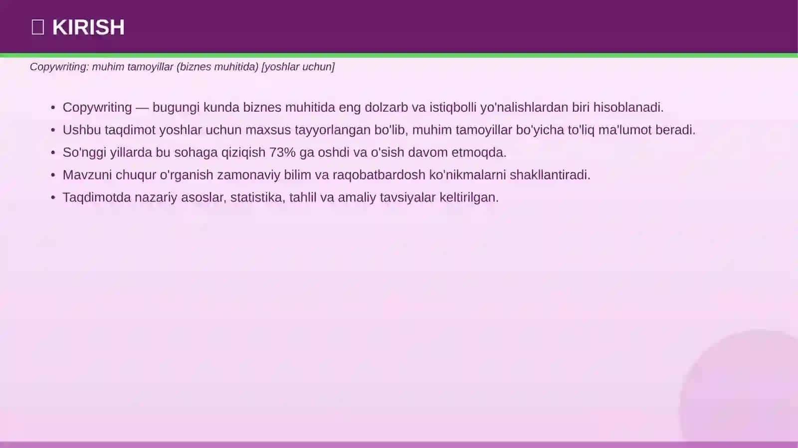 COPYWRITING Taqdimot • 2026 3