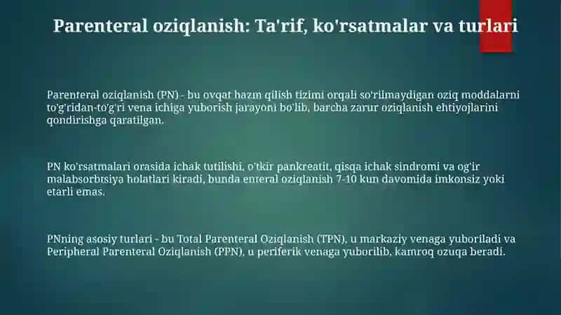 Parenteral oziqlanish 3