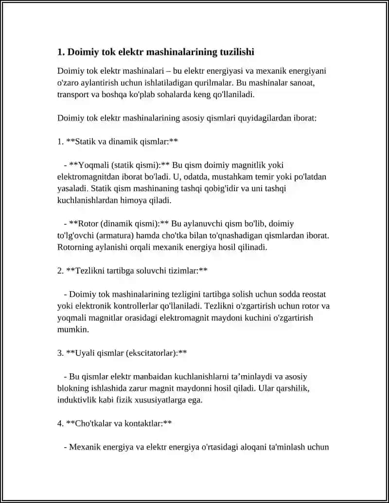 OʻZGARMAS TOK ELEKTR MASHINALARI 3