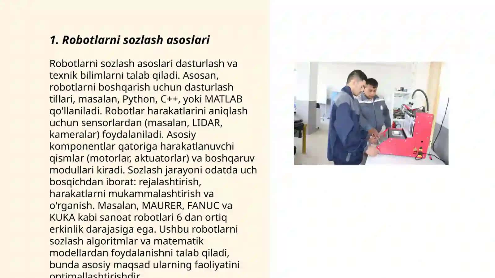 Robotlarni sozlash asoslari 3