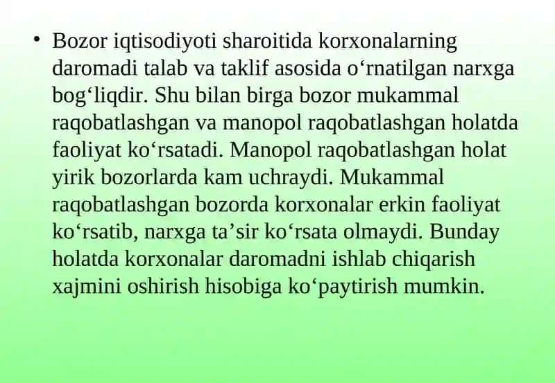 Korxonaning Daromadi va Foydasi 3