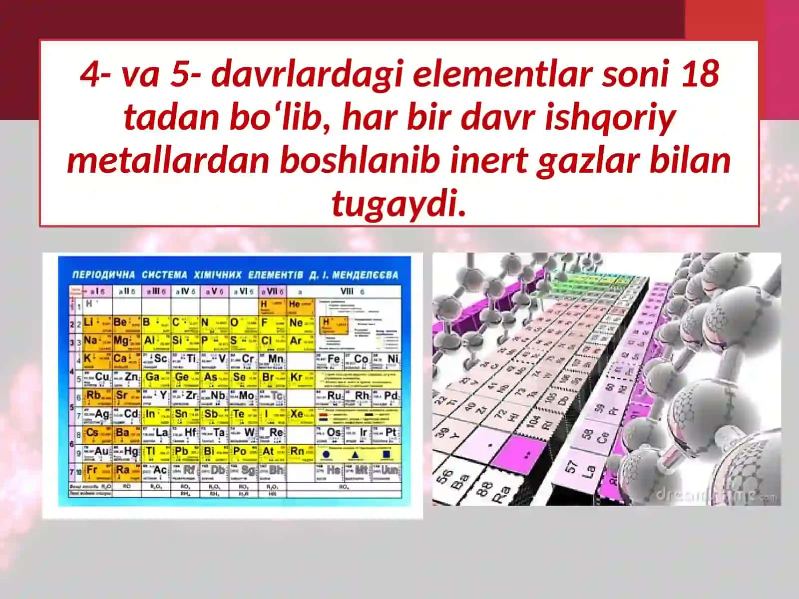 Katta davr elementlarining atom tuzilishi. (Kimyo fanidan dars ishlanma) 3