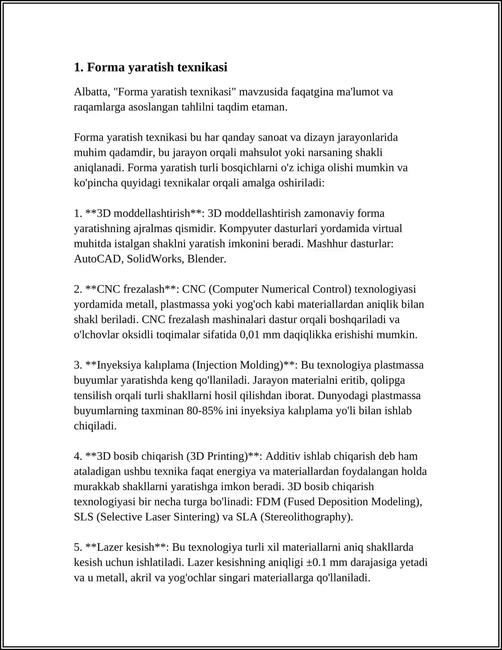 Forma yaratish texnikasi 3