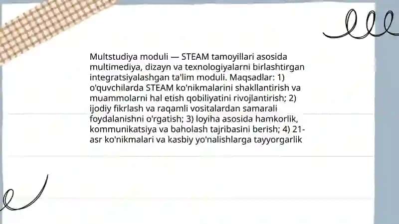 Multstudiya STEAM ta’lim moduli 3