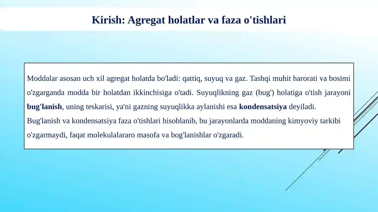 Bug'lanish va Kondensatsiya 3