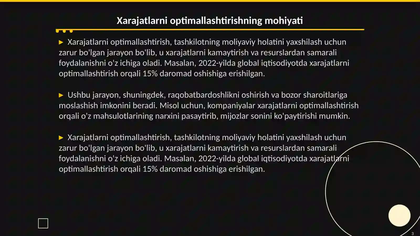 Xarajatlarni optimallashtirish usullari 3