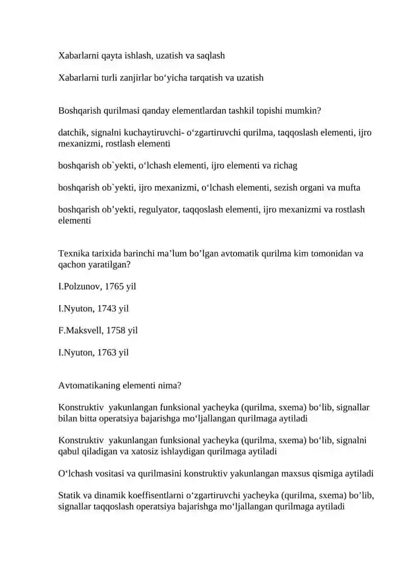 Avtomatika elementlari va sxemalari 3