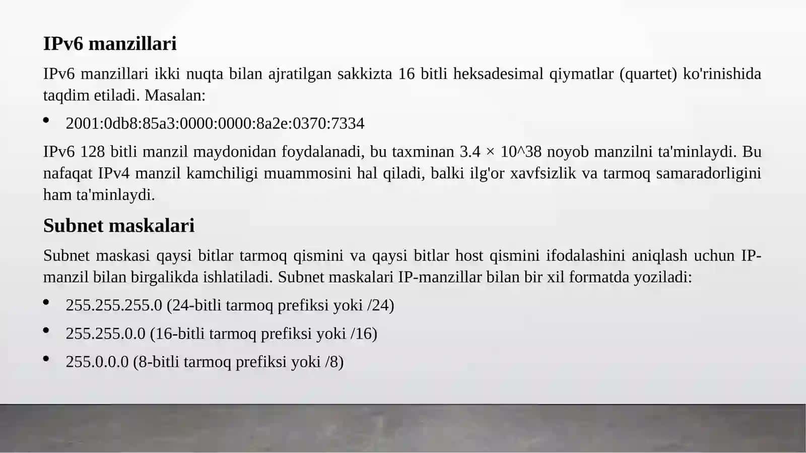 IP-manzillar va tarmoq interfeyslari sozlash 3