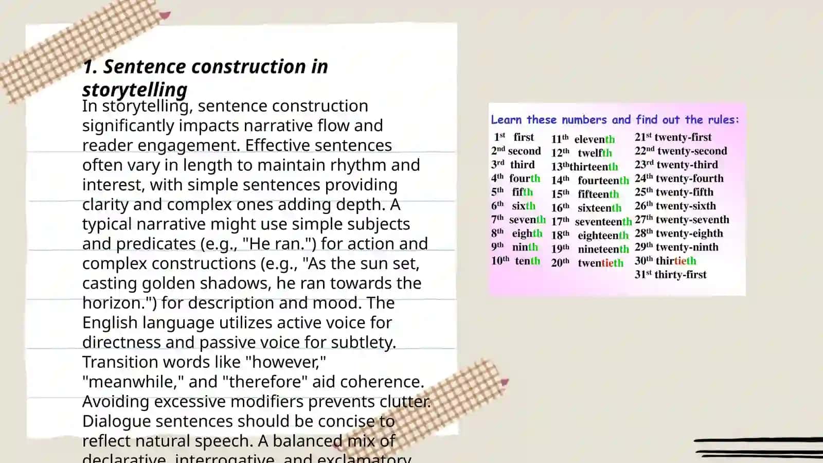 Sentence construction in storytelling 3