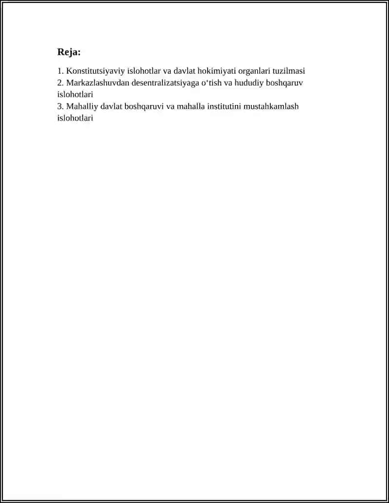 MUSTAQILLIK YILLARIDA DAVLAT BOSHQARUVI TIZIMIDA AMALGA OSHIRILGAN ISLOHOTLAR 3