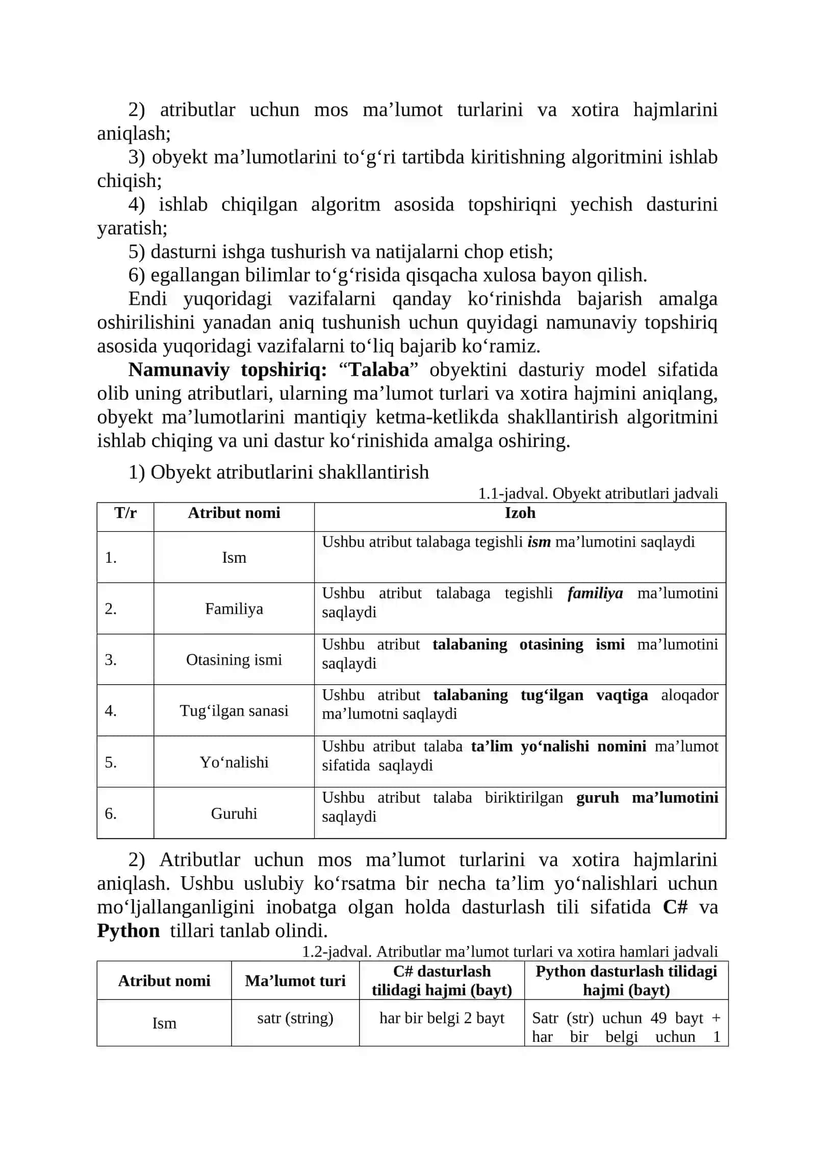 Ma'lumotlar turlari va algoritmlar 3