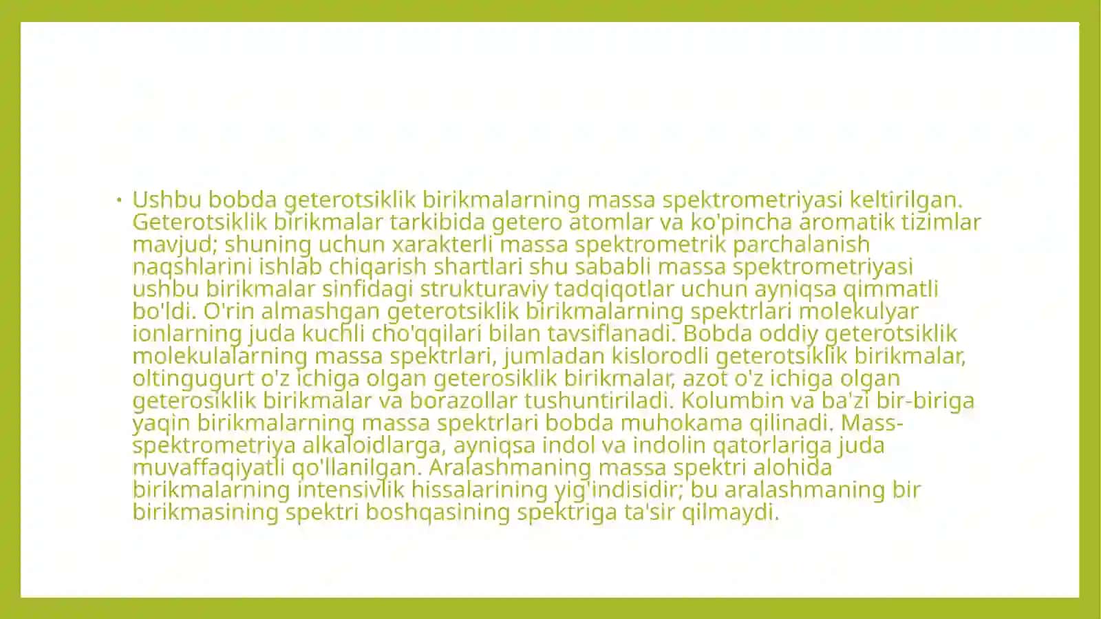 Geteroaramatik birikmalarning mass spektrlari 3