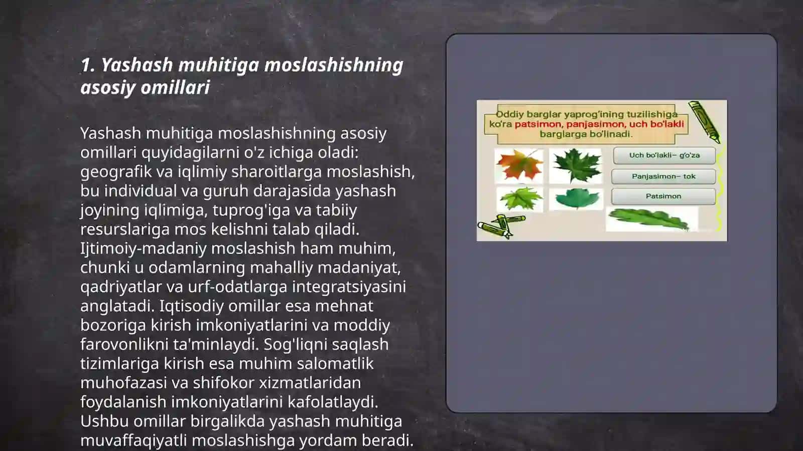 Yashash muhitiga moslanish 3
