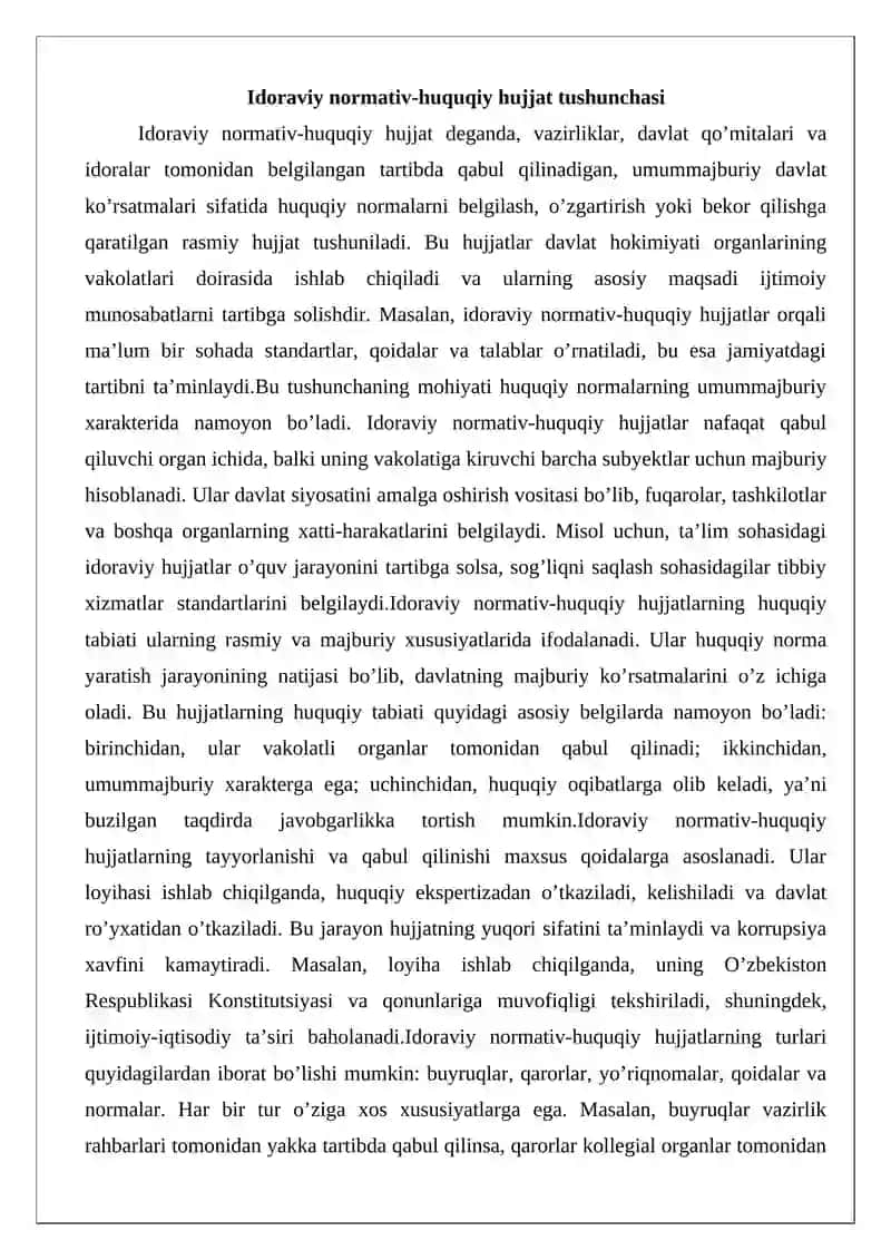 Idoraviy normativ-huquqiy hujjatlarni rasmiylashtirishning yuridik texnikasi 3