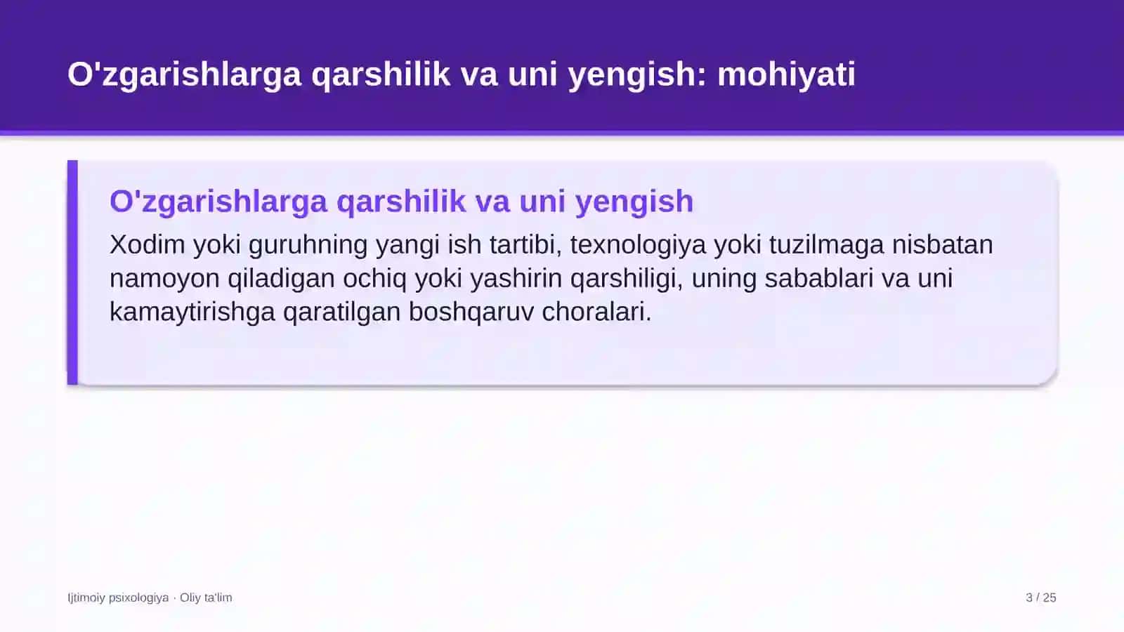 mikromoliya tashkilotlarida o'zgarishlarga qarshilik va uni yengish 8631 3
