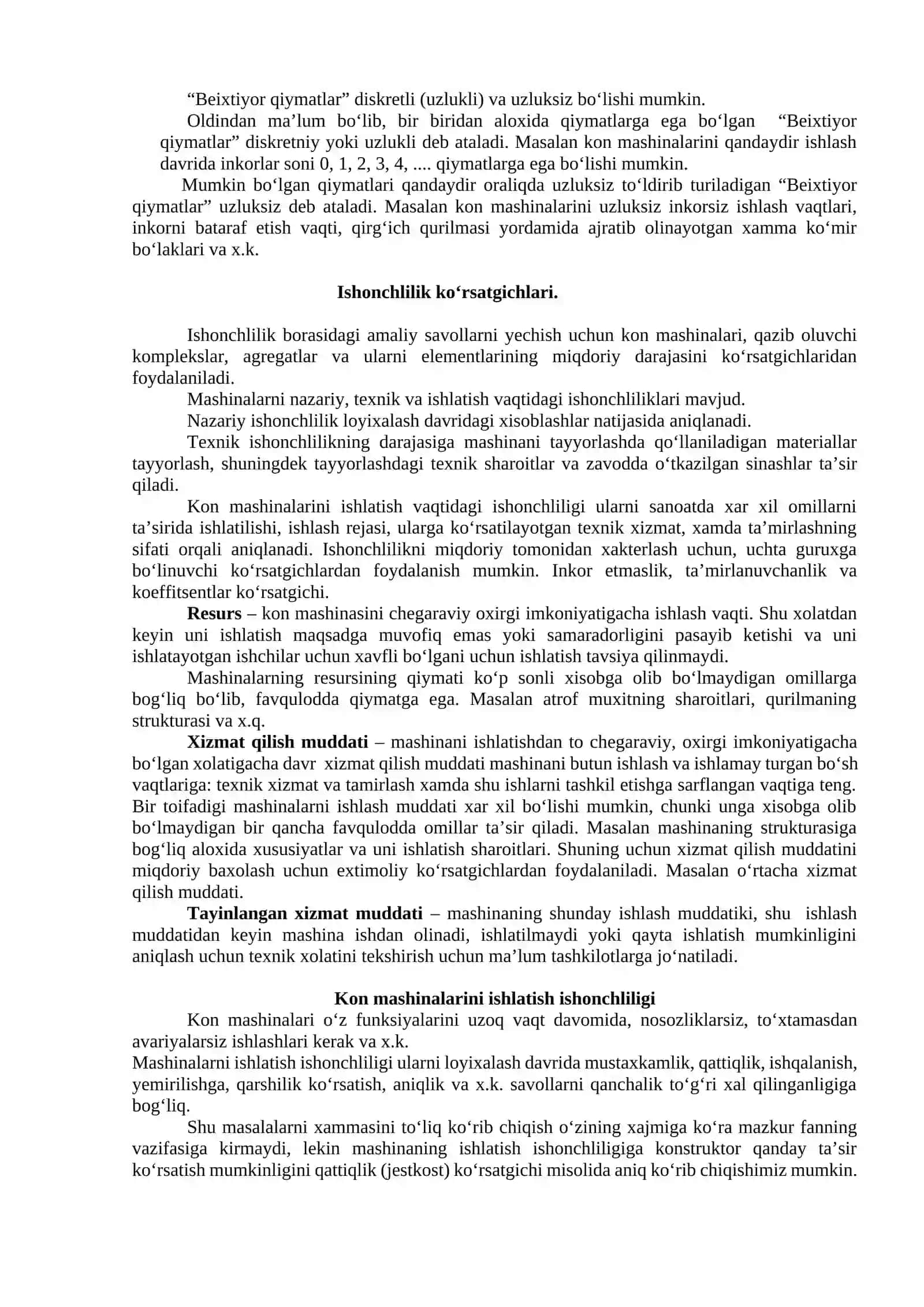 Kirish. Konchilik mashina va mexanizmlarni ishlatish va ta’mirlash to‘g‘risida umumiy ma’lumotlar 3