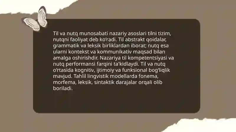 Til va nutq munosabati.Til va nutq birliklari 3