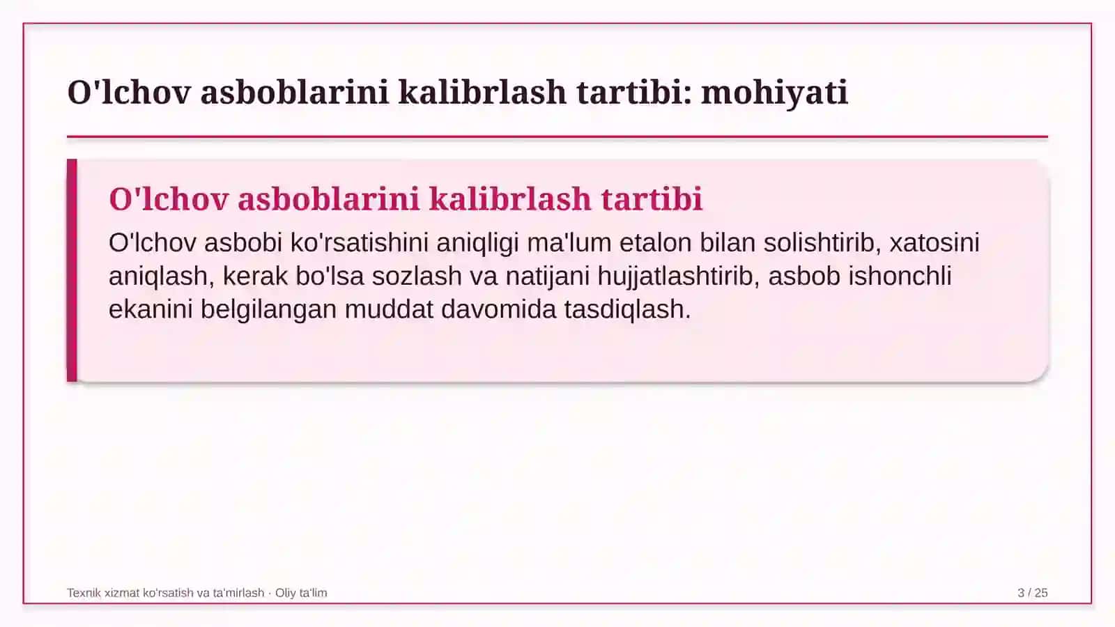 g'allachilikda o'lchov asboblarini kalibrlash tartibi 3229 3