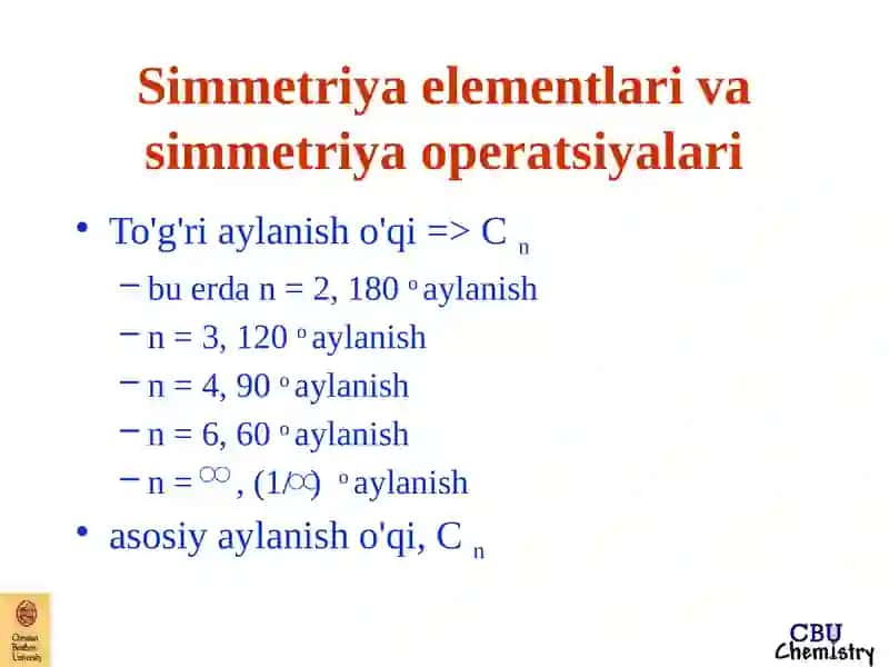 Simmetriya elementlari va simmetriya operatsiyalari 3