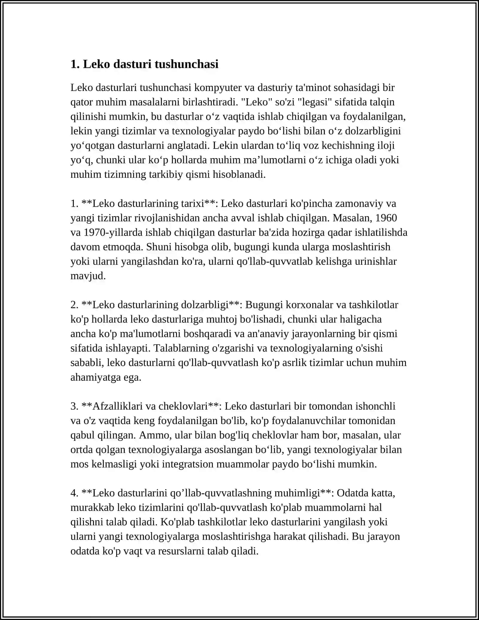LEKO DASTURI HAQIDA MAʼLUMOT 3