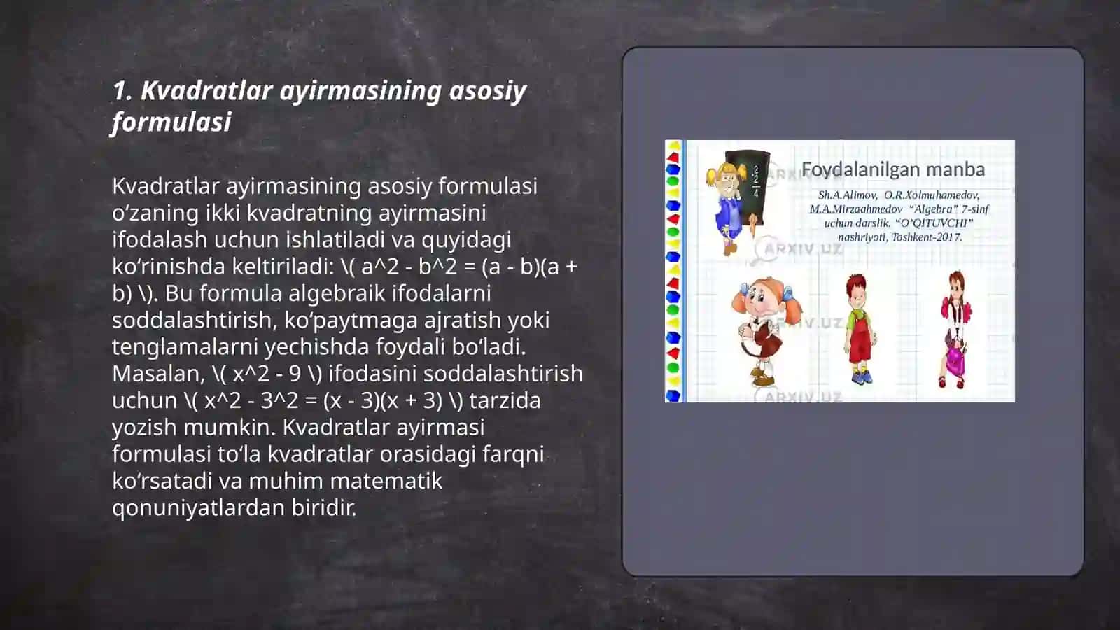 Kvadratlar ayirmasi 3