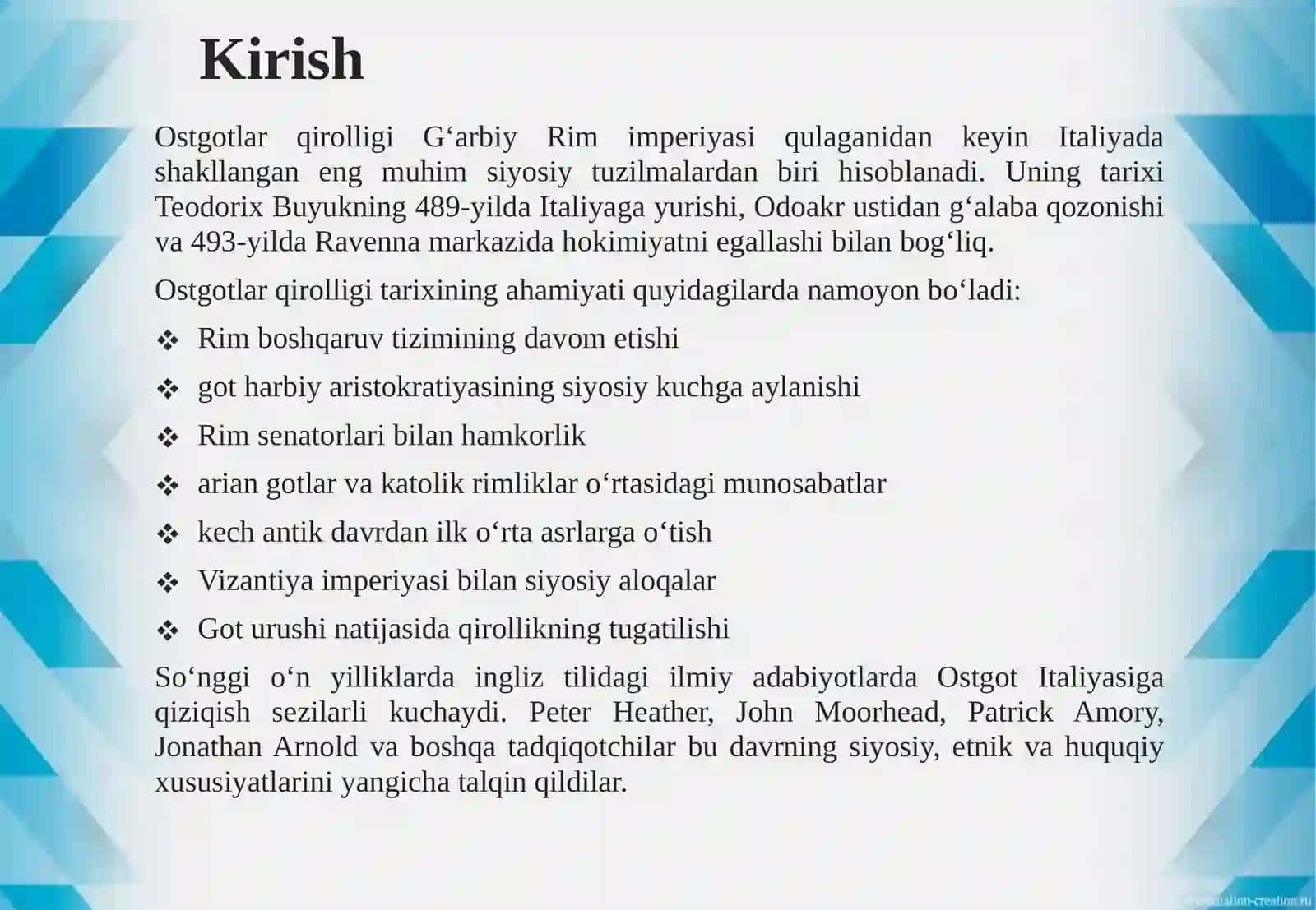 Ostgotlar qirolliği tarixiga oid ilmiy tadqiqotlar 3