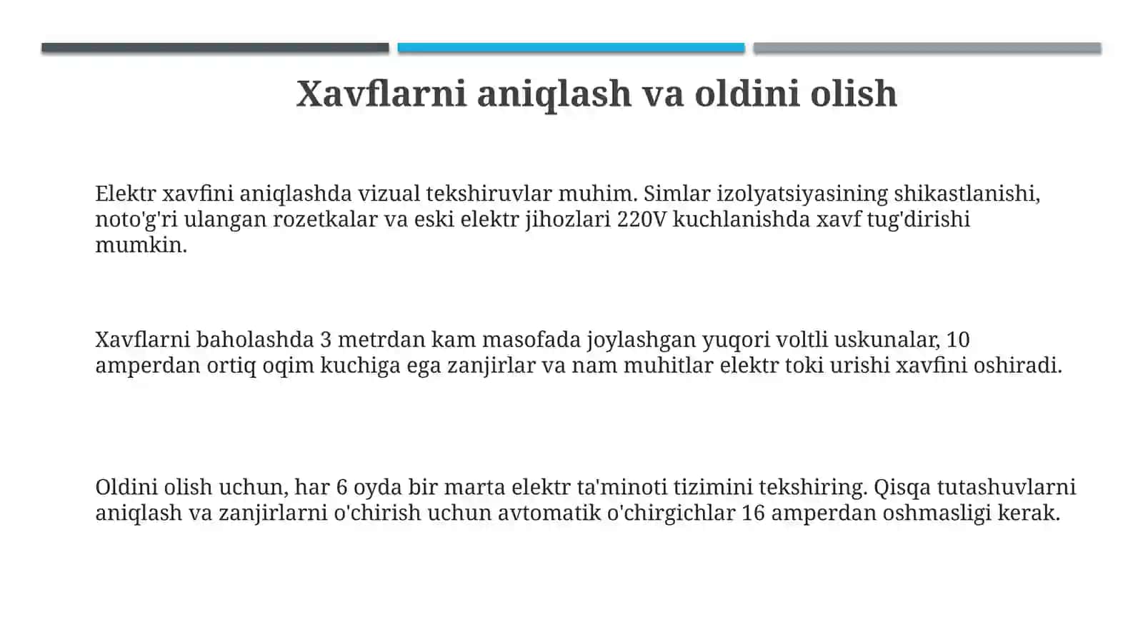 Elektr toki bilan ishlaganda xavfsizlik qoidalari 3