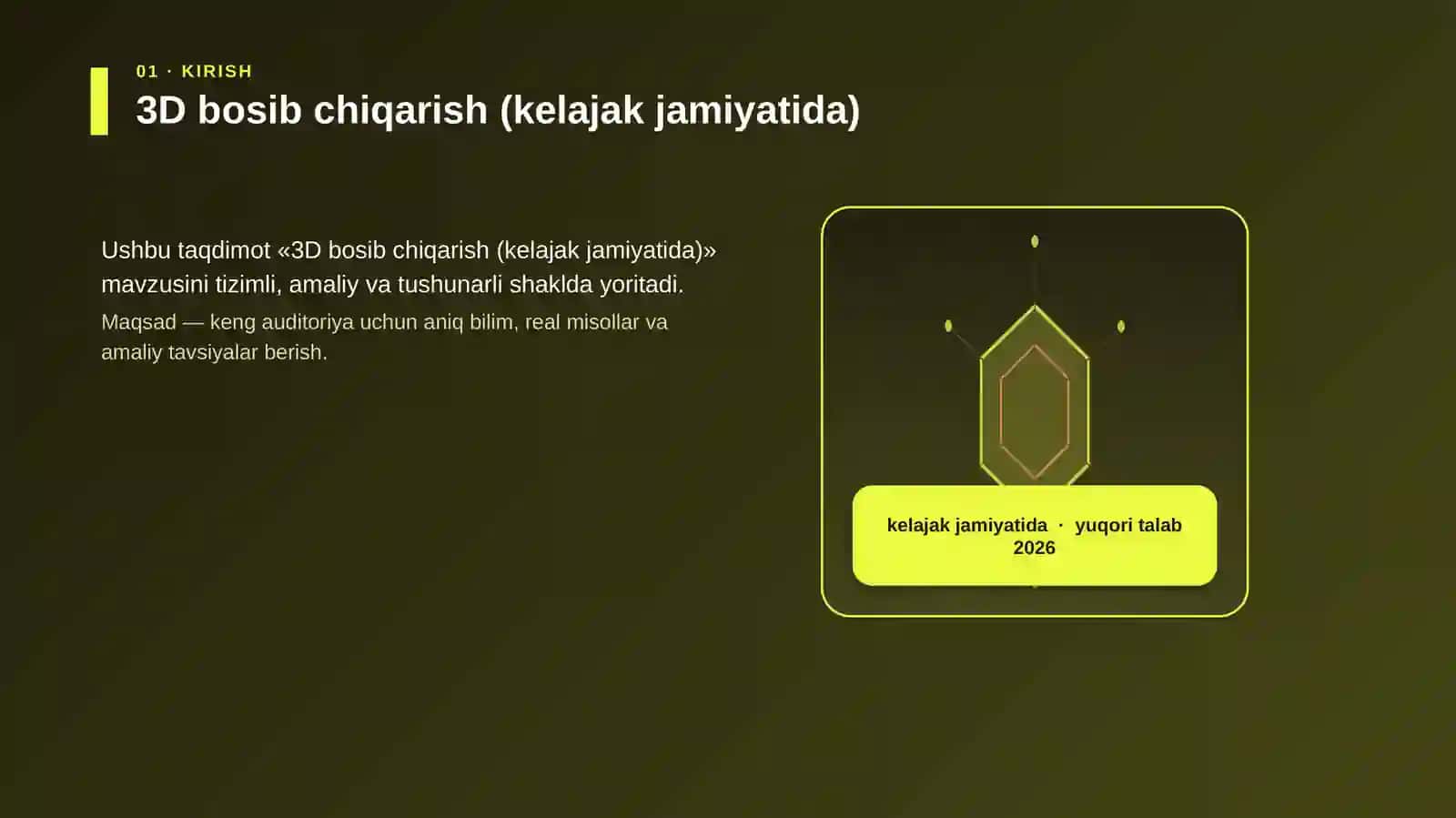 3D bosib chiqarish (kelajak jamiyatida) 3