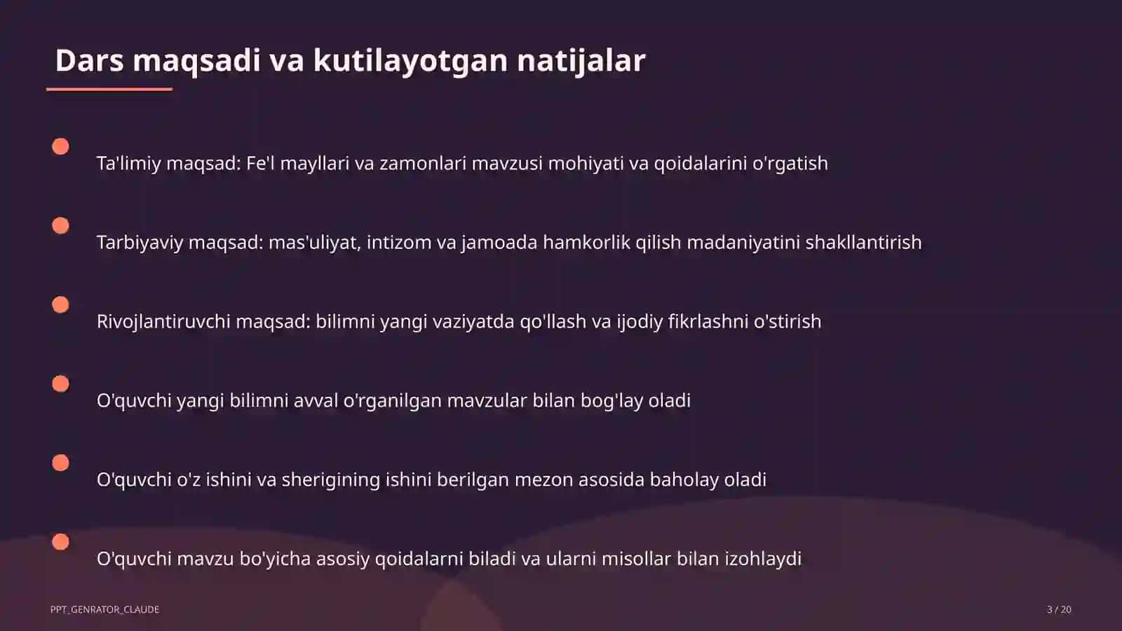Fe'l mayllari va zamonlari (7-sinf) 3