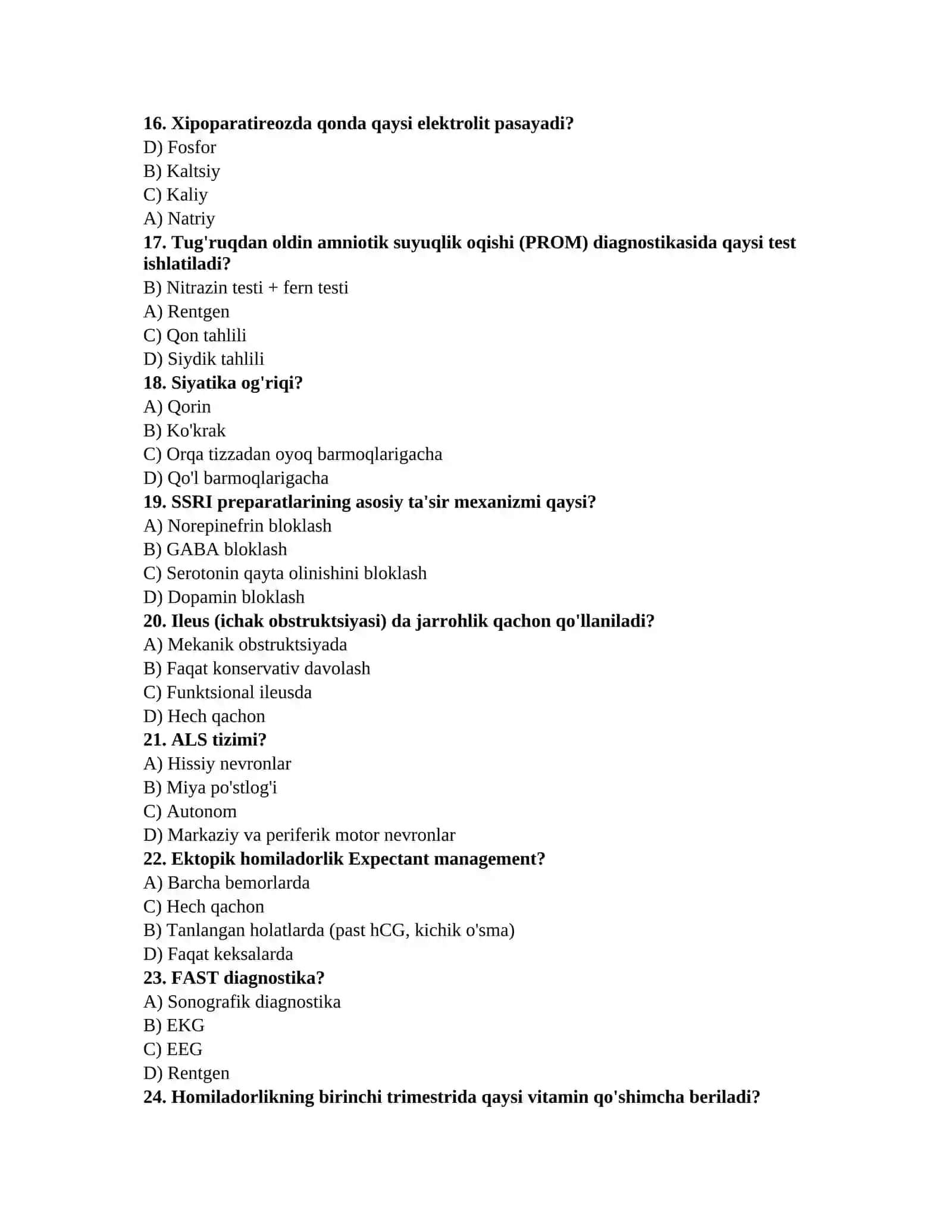 Tibbiyot bilim testi 3