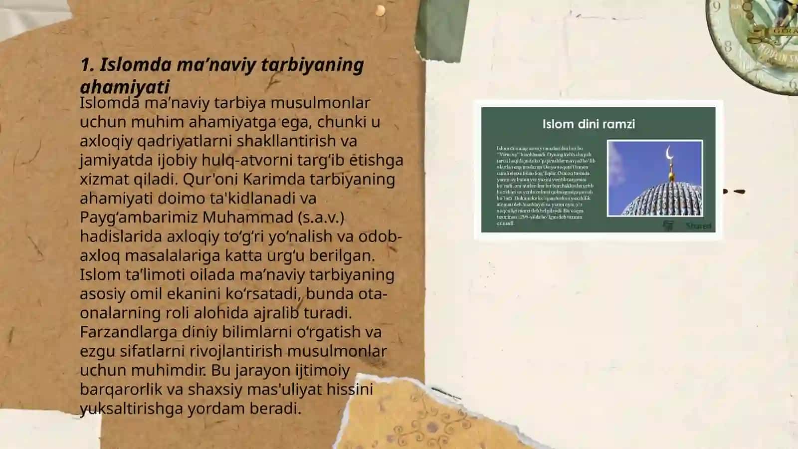 Islom inson maʼnaviy madaniyatini tarbiyalash omillari haqida 3