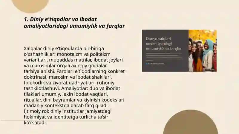 Dunyo xalqlari madaniyatidagi umumiylik va farqlar 3