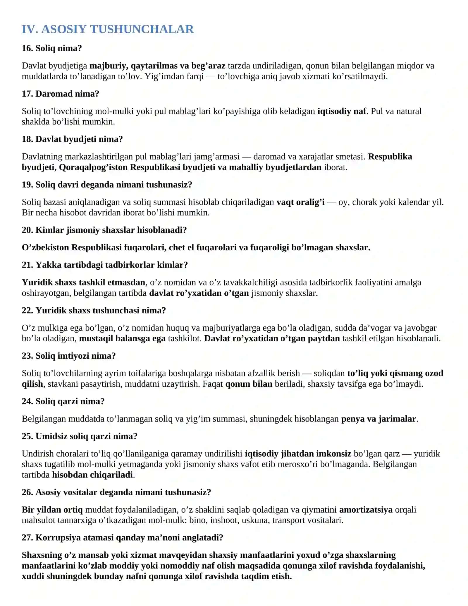 Soliq organlariga ishga kirish — suhbat savollari va javoblari  Soliq ishga kirish suhbat savollari va javoblari Soliq xodimi lavozimi uchun suhbat savollari  Soliq organlari uchun test va suhbat savollari  Soliq inspeksiyasiga ishga kirish savollari va javoblari  Soliq qo‘mitasi — ishga qabul suhbatiga tayyorgarlik 3