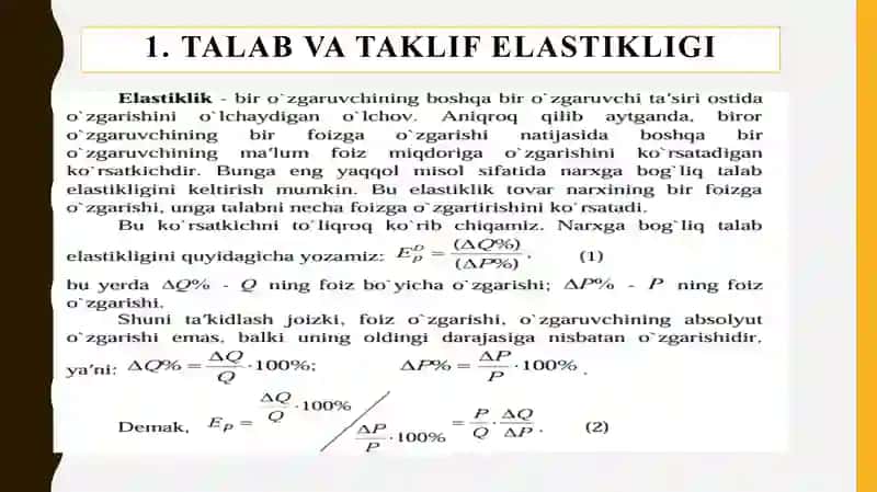 Talab va taklif elastikligi 3