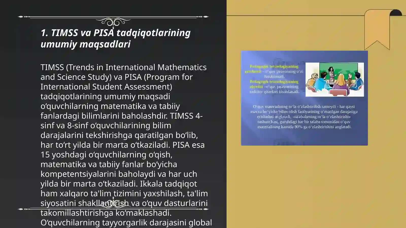 TIMSS va PISA Xalqaro baholash dasturining standartlari (Frame Work) da qayd etilgan topshiriqlar namunalari va ulardan foydalanish metodikasi 3