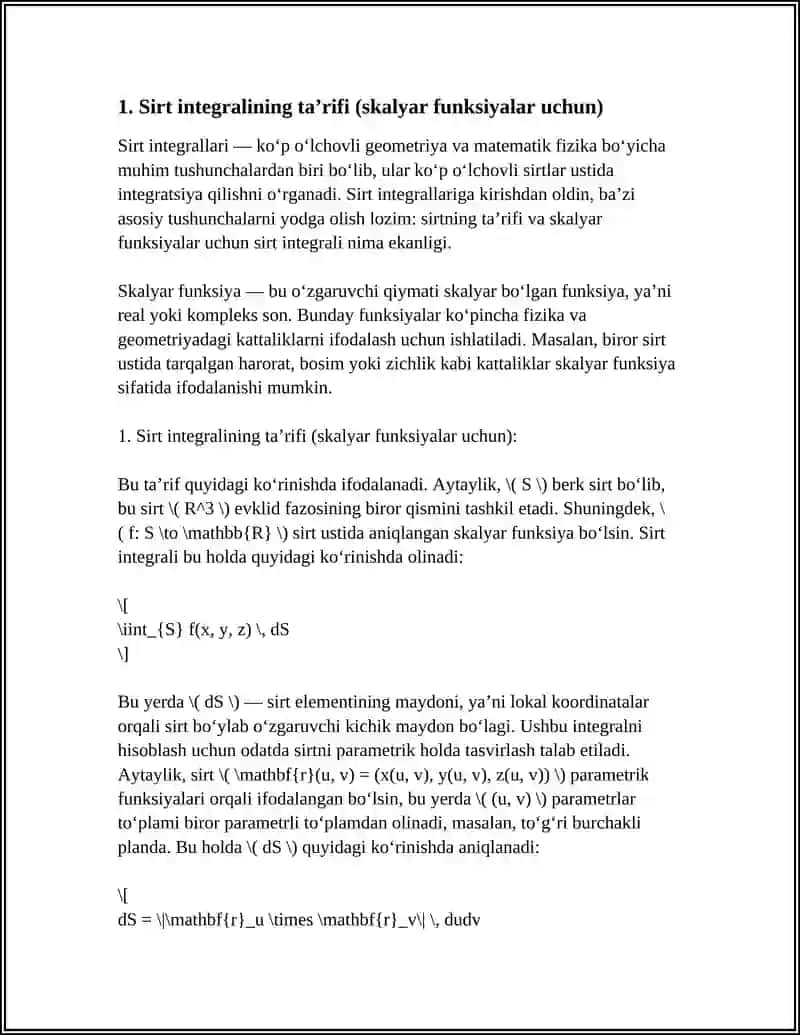 SIRT INTEGRALLARI 3