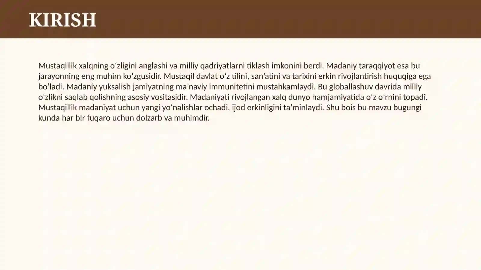 MUSTAQILLIK VA MADANIY TARAQQIYOT 3
