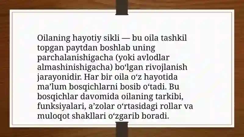 Oila hayotiy sikli 3