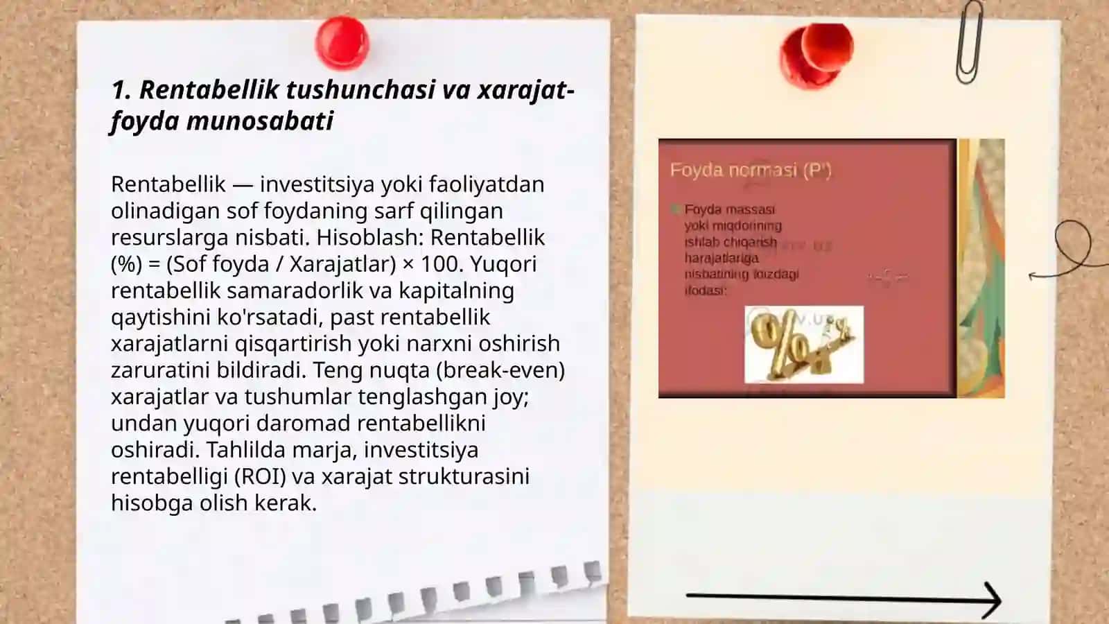Rentabellik tushunchasi va xarajat-foyda munosabati 3