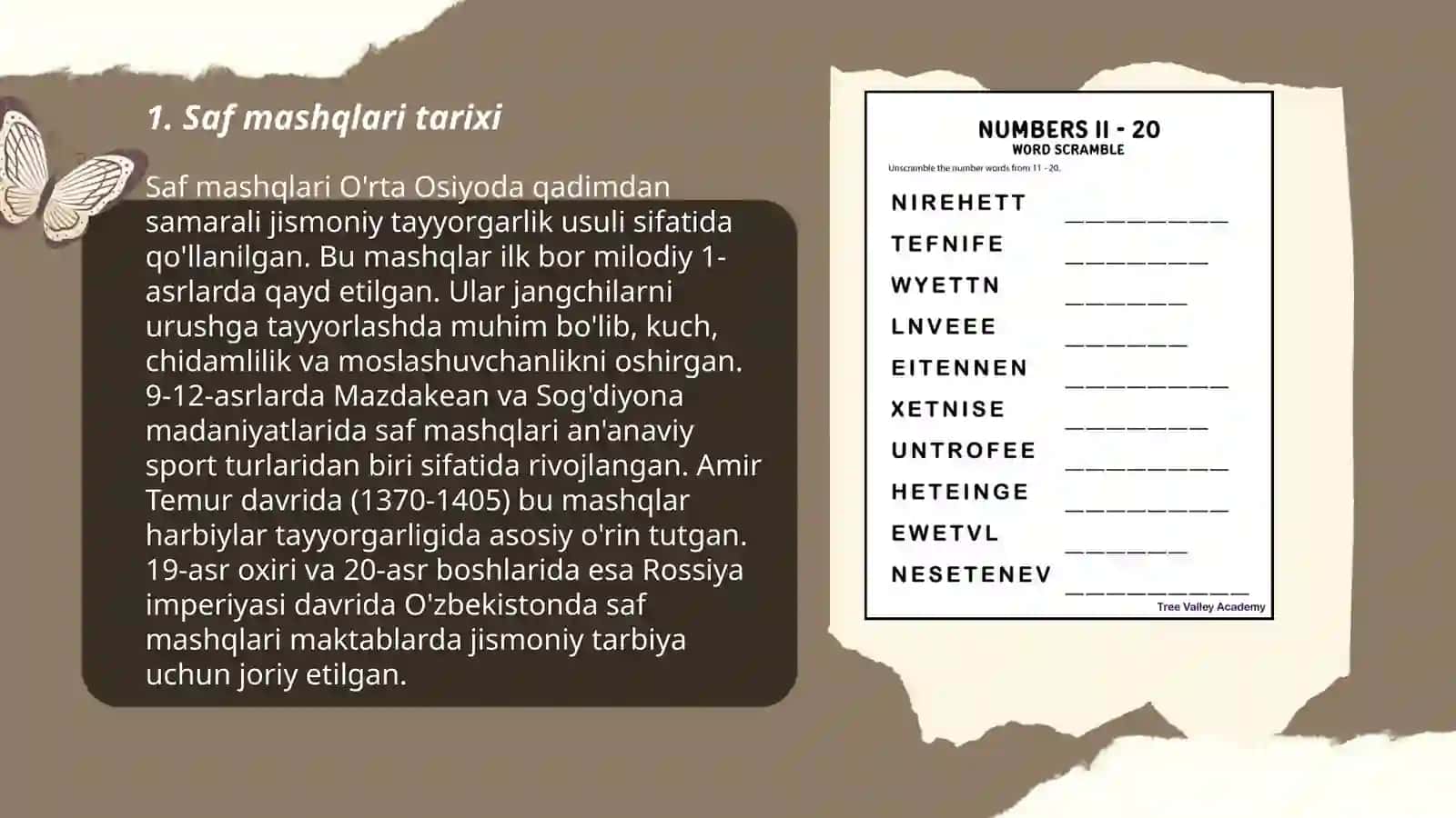 Saf mashqlaridan umumiy tasnif 3