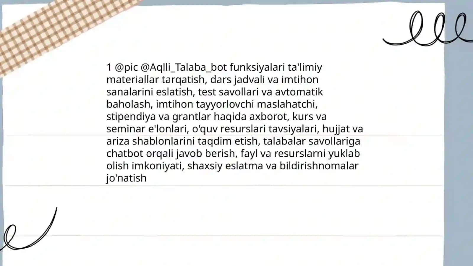 @pic @Aqlli_Talaba_bot funksiyalari 3