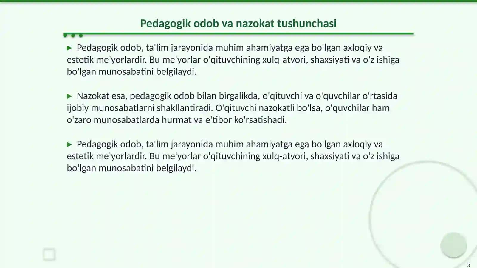 Pedagogik odob 3