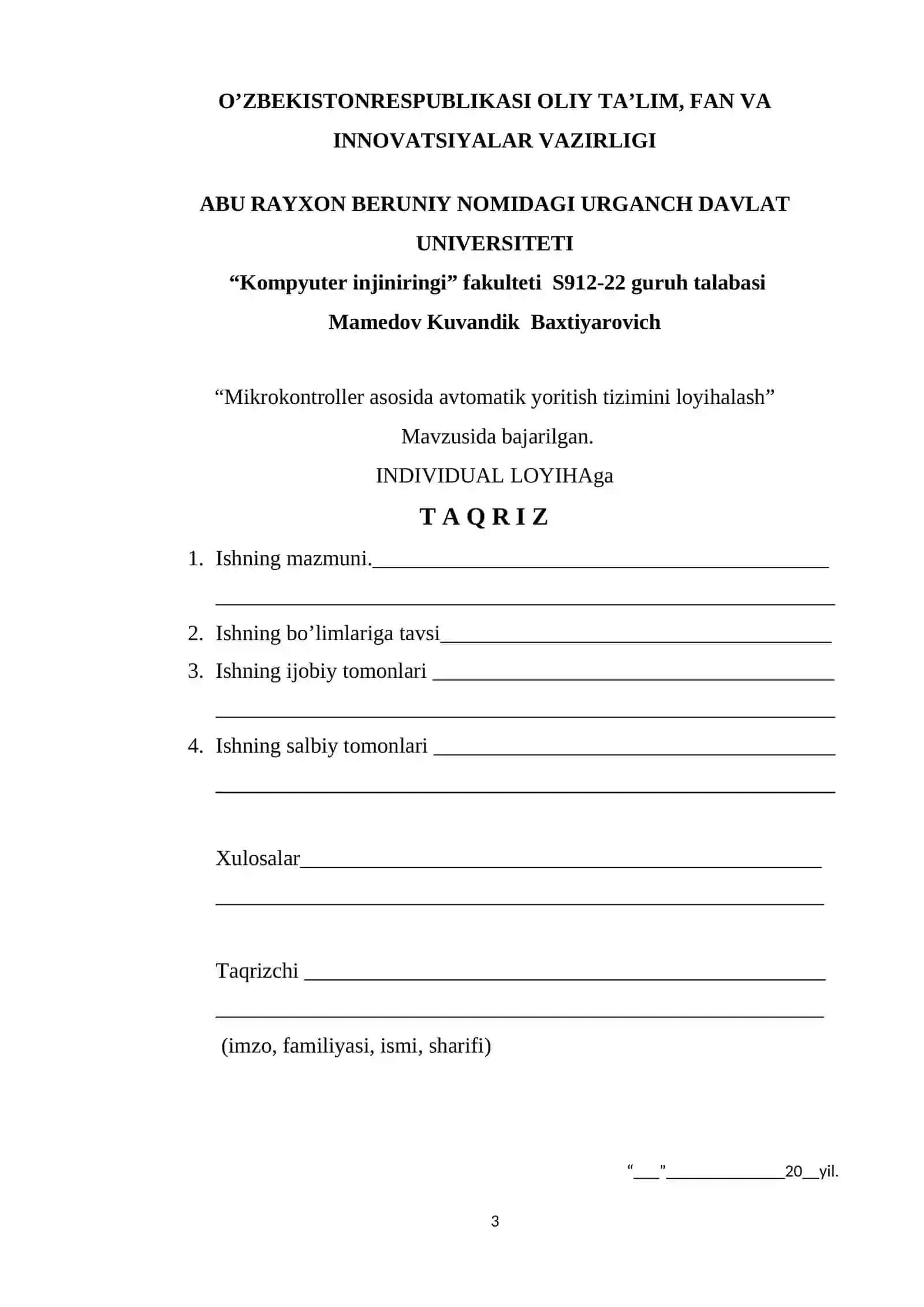 Mikrokontroller asosida avtomatik yoritish tizimini loyihalash 3