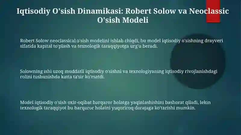 Robert Solow neoclassical o'sish modeli 3