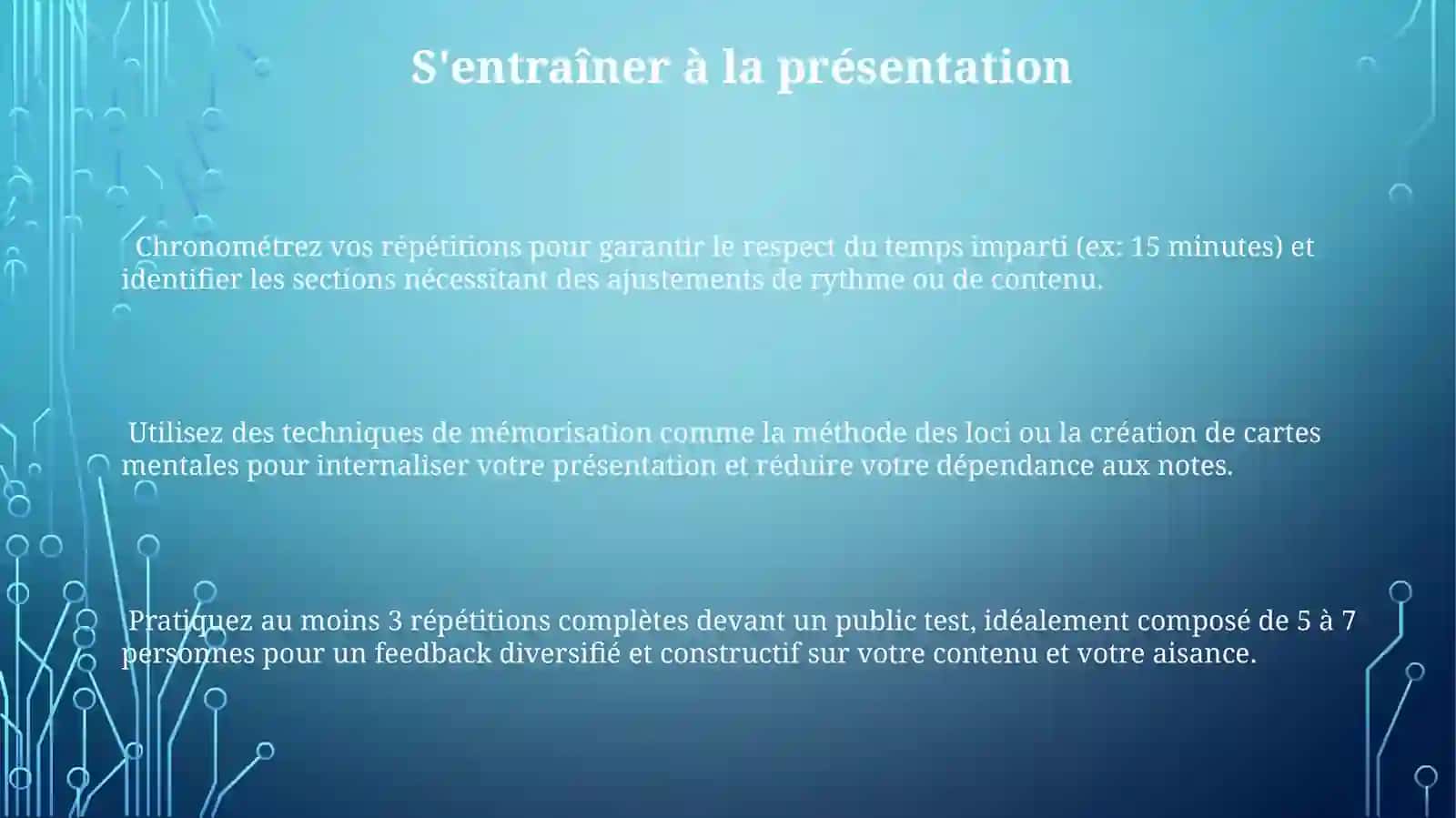 Étapes de préparation des présentations 3
