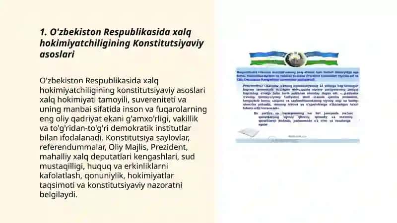 O'zbekiston Respublikasida xalq hokimiyatchiligining Konstitutsiyaviy asoslari 3