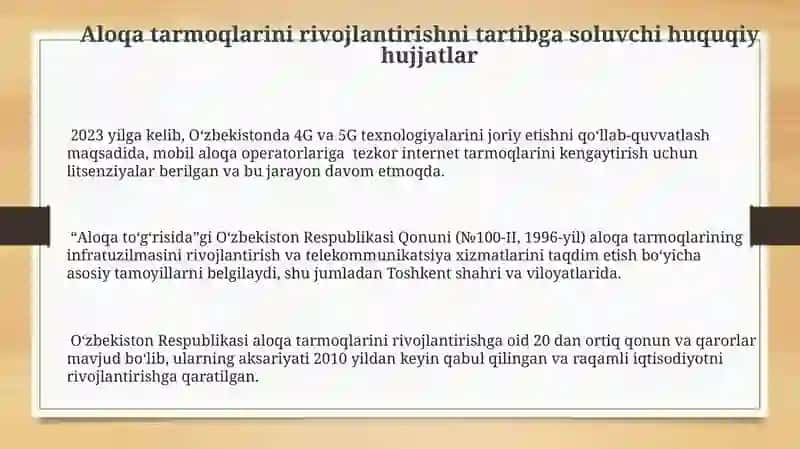 Axborot-kommunikatsiya texnologiyalari sohasidagi huquqiy me'yoriy hujjatlar 3