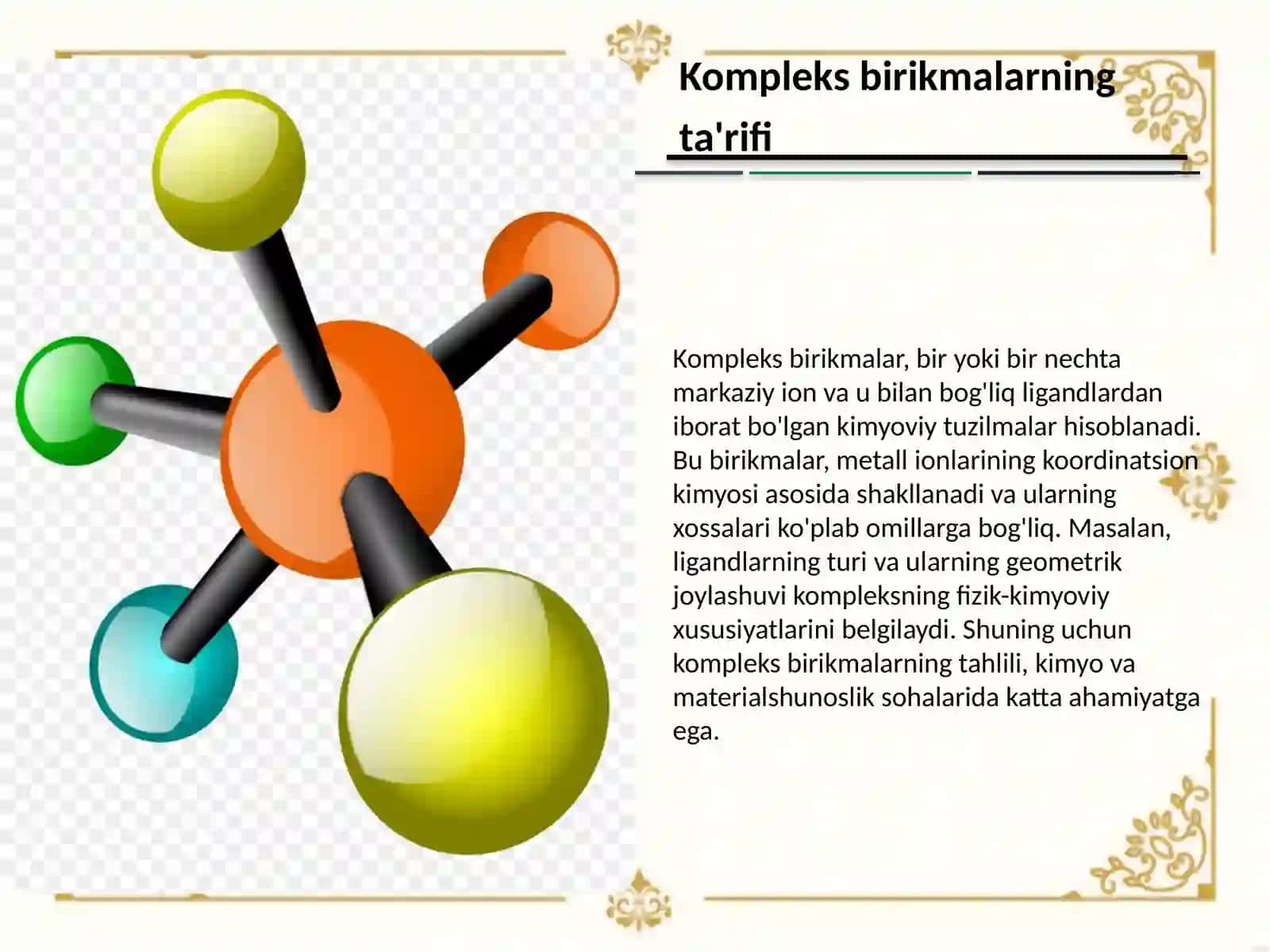 Kompleks birikmalarning ta'rifi 3