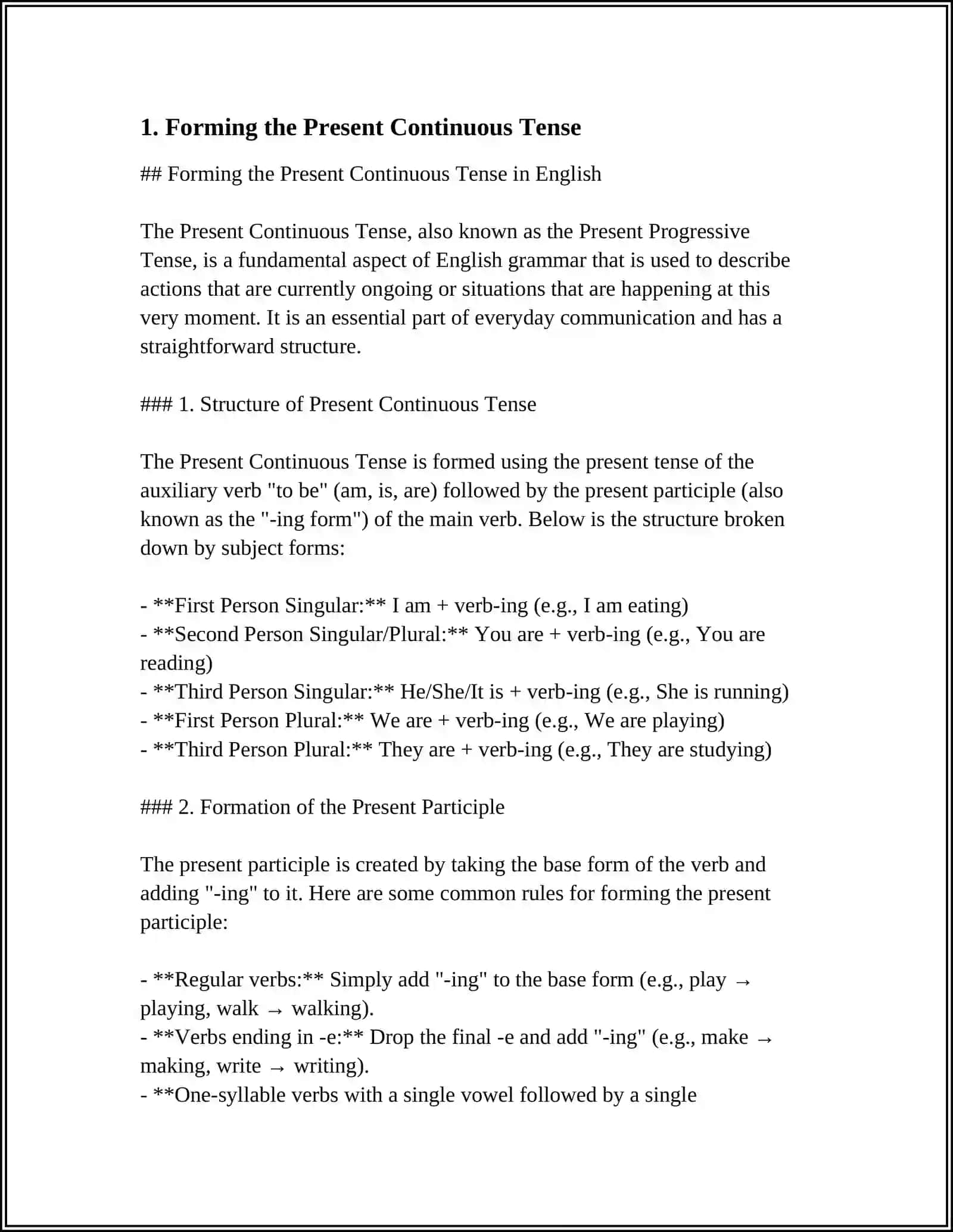 Forming the Present Continuous Tense 3