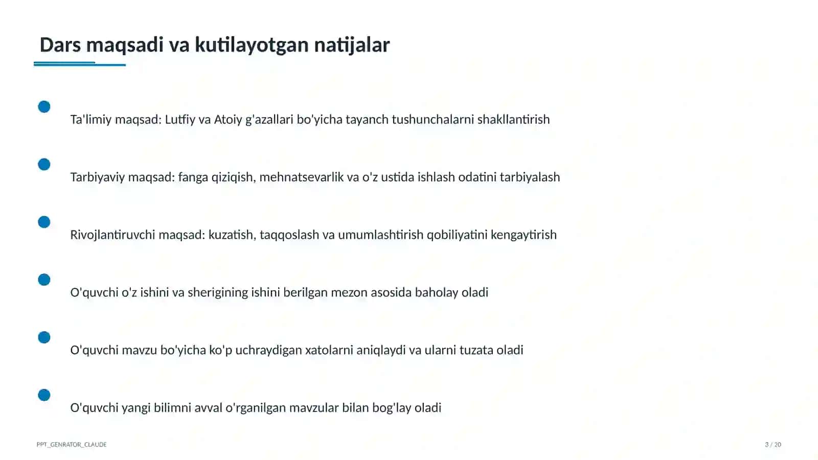 Lutfiy va Atoiy g'azallari (10-sinf) 3